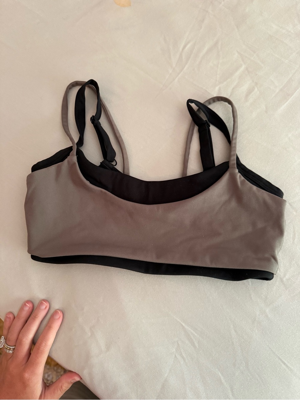 Seamless Taupe and Black Sports Bralette